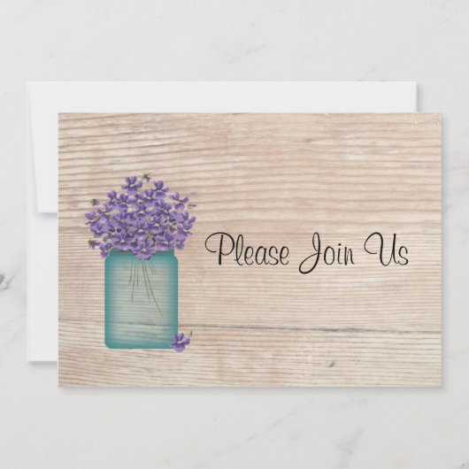 Mason Jar of Violets Hochzeitseinladung Einladung (Rückseite)