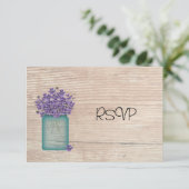 Mason Jar of Violets Hochzeitsempfang UAWG Einladung (Stehend Vorderseite)