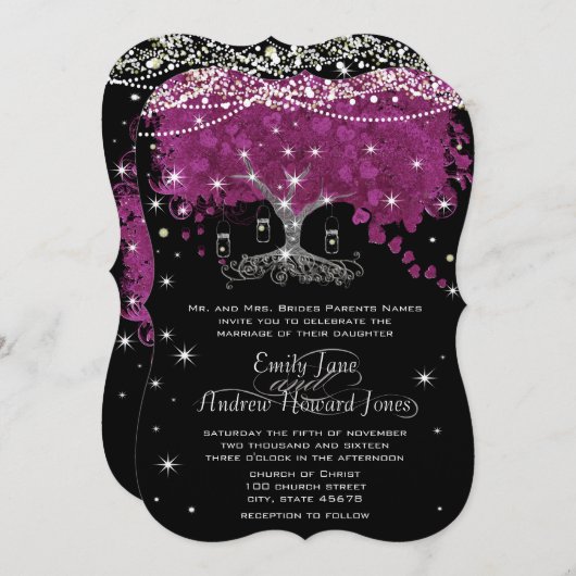 Mason Jar Orchid Abend Heart Leaf Tree Einladung (Vorne/Hinten)