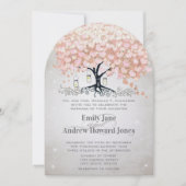 Mason Jar Pale Pink Heart Leaf Tree Wedding Einladung (Vorderseite)