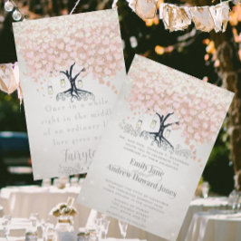 Mason Jar Pale Pink Heart Leaf Tree Wedding Einladung