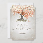 Mason Jar Peachy Heart Leaf Tree Save the Date (Vorderseite)