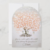 Mason Jar Peachy Pink Heart Leaf Tree Wedding Einladung (Rückseite)