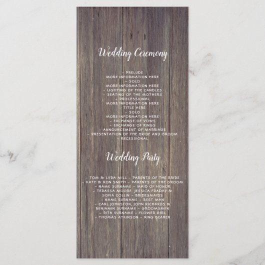 Mason Jar Pink Blume Rustikale Hochzeitsprogramme Programm (Rückseite)