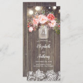 Mason Jar Pink Blume Rustikale Hochzeitsprogramme Programm (Vorne/Hinten)