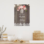 Mason Jar Pink Blumenzwiebeln Begrüßungszeichen Poster (Küche)