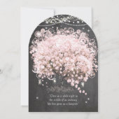 Mason Jar Pink Chalkboard Herz Leaf Tree Einladung (Rückseite)