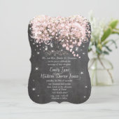 Mason Jar Pink Chalkboard Herz Leaf Tree Einladung (Stehend Vorderseite)