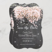 Mason Jar Pink Chalkboard Herz Leaf Tree Einladung (Vorne/Hinten)