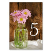 Mason Jar Pink Daisies Barn Wedding Tischnummern (Rückseite)