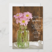 Mason Jar Pink Daisies Country Barn Brautparty Einladung (Vorderseite)