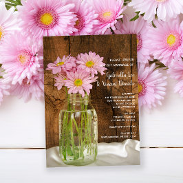 Mason Jar Pink Daisies Country Wedding Einladung