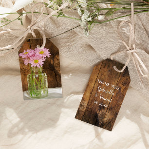 Mason Jar Pink Daisies Country Wedding Gefallen Ta Geschenkanhänger