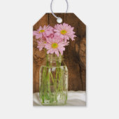 Mason Jar Pink Daisies Country Wedding Gefallen Ta Geschenkanhänger (Vorderseite)
