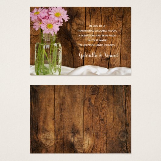 Mason Jar Pink Daisies Wedding Wohltätigkeit Fevor (Vorne & Hinten)