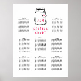 Mason Jar & Pink Heart Wedding Chart Poster