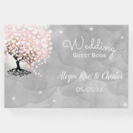 Mason Jar Pink Herzleaf Tree Gray Watercolor Gästebuch