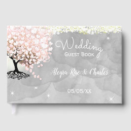 Mason Jar Pink Herzleaf Tree Gray Watercolor Gästebuch