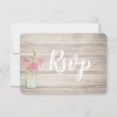 Mason Jar Pink Lilac Rustic Wood Rsvp Card Save The Date (Vorderseite)