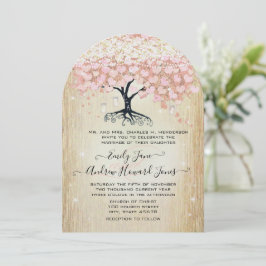Mason Jar Pink Rose Gold Herz Leaf Tree Einladung
