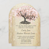 Mason Jar Pink Rose Gold Herz Leaf Tree Einladung (Vorne/Hinten)