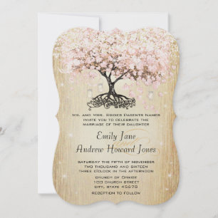 Mason Jar Pink Rose Gold Herz Leaf Tree Einladung
