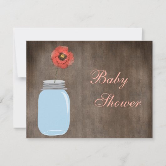 Mason Jar & Poppy Rustic Baby Girl Dusche Einladung (Vorderseite)