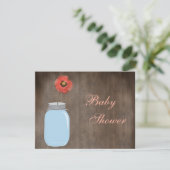 Mason Jar & Poppy Rustic Baby Girl Dusche Einladung (Stehend Vorderseite)