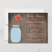 Mason Jar & Poppy Rustic Baby Girl Dusche Einladung (Rückseite)