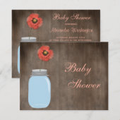 Mason Jar & Poppy Rustic Baby Girl Dusche Einladung (Vorne/Hinten)