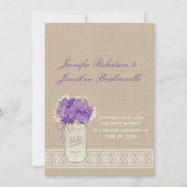 Mason Jar Purple Flowers Lace Post Wedding Einladung (Vorderseite)