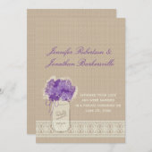 Mason Jar Purple Flowers Lace Post Wedding Einladung (Vorne/Hinten)