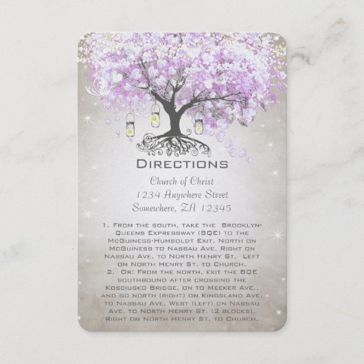 Mason Jar Radiant Lavender Wedding Direction Cards Begleitkarte (Vorderseite)
