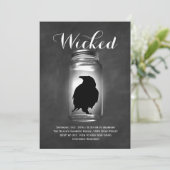 Mason Jar Raven Halloween Party Einladung (Stehend Vorderseite)