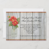 Mason Jar Red Dahlias Barn Wood Einladungen (Vorderseite)