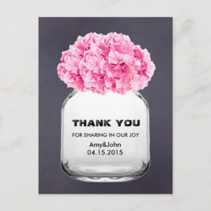 Mason jar rosa Hydrangea Dankeschön zur Kenntnis H Postkarte