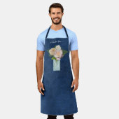 Mason Jar Rose Peony Floral Blush Navy Blauer Name Schürze (Getragen)