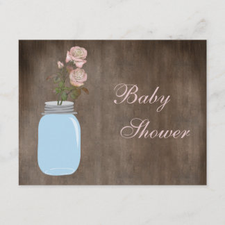 Mason Jar & Rose Rustic Baby Girl Dusche Einladung