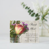 Mason Jar Rose Wildflowers Wedding/ Thank You Note Postkarte (Stehend Vorderseite)