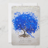 Mason Jar Royal Blue Heart Leaf Tree Wedding Einladung (Rückseite)
