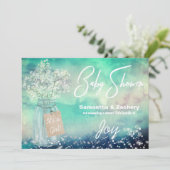 *~* Mason Jar Rustic Baby Breath Baby Dusche Einladung (Stehend Vorderseite)