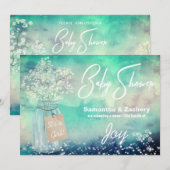 *~* Mason Jar Rustic Baby Breath Baby Dusche Einladung (Vorne/Hinten)