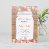 Mason Jar Rustic Bridal Lachs Einladung (Stehend Vorderseite)