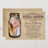 Mason Jar Rustic Burlap Bridal Dusche Einladung (Vorne/Hinten)
