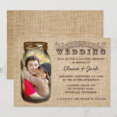 Mason Jar Rustic Burlap Country Wedding Einladung (Vorne/Hinten)