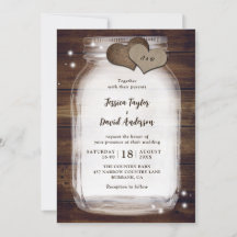 Mason Jar Rustic Burlap Hearts Barn Wood Wedding
