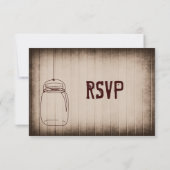 Mason Jar Rustic Country Wood Wedding RSVP Cards Karte (Rückseite)