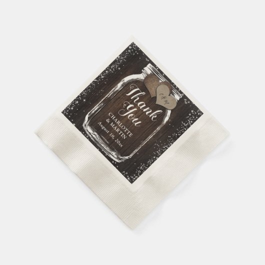 Mason Jar Rustic Country Wood Wedding Vielen Dank Serviette (Ecke)