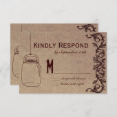 Mason Jar Rustic CountryWedding RSVP Cards (Vorne/Hinten)