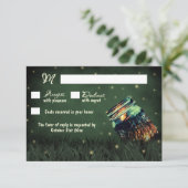 Mason Jar Rustic Firefly Wedding RSVP Cards (Stehend Vorderseite)
